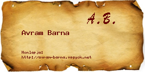 Avram Barna névjegykártya